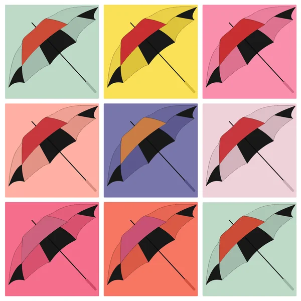 Parapluie multicolore pop art — Image vectorielle