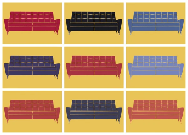 Arte pop Settee — Archivo Imágenes Vectoriales