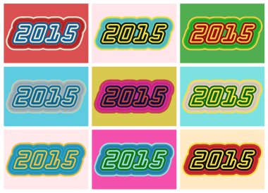 Year 2015 pop art clipart