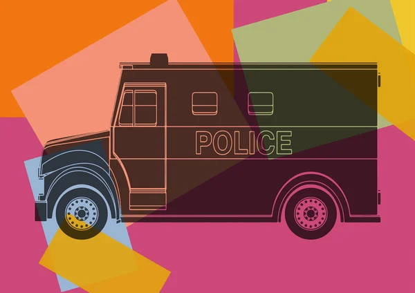 Fourgon de police, dessin pop art — Image vectorielle