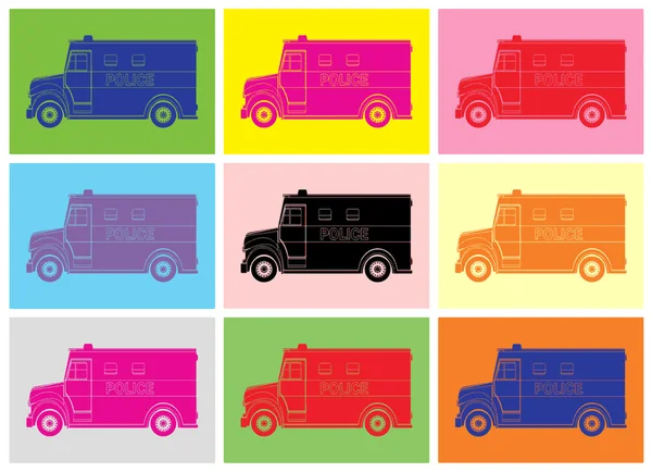 Police van, drawing pop art — Stock Vector