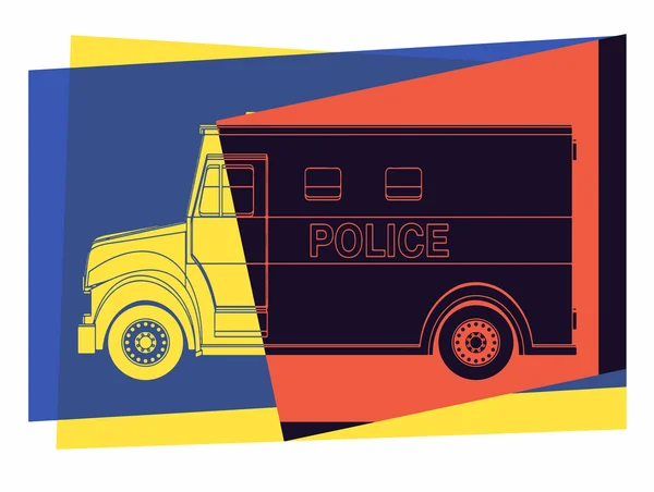 Polícia van, desenho pop art — Vetor de Stock