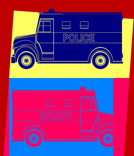 Furgoneta de policía, dibujo pop art — Vector de stock