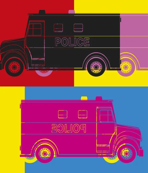 Fourgon de police, dessin pop art — Image vectorielle