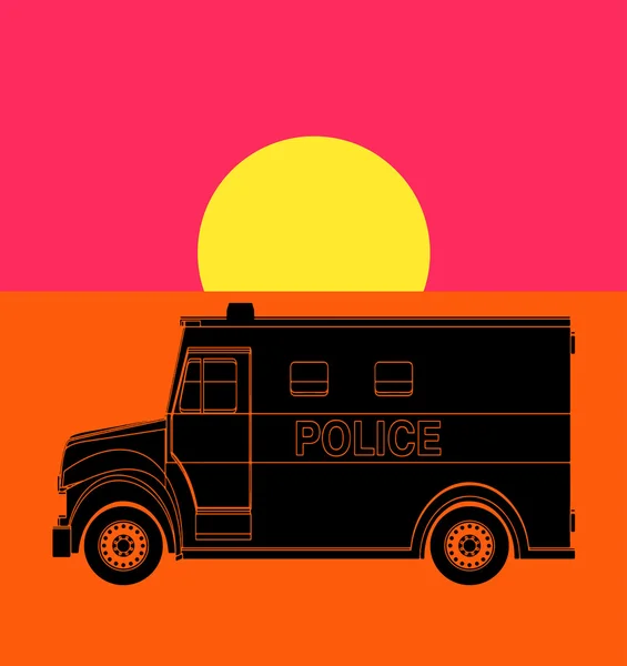 Police van, drawing pop art — Stock Vector