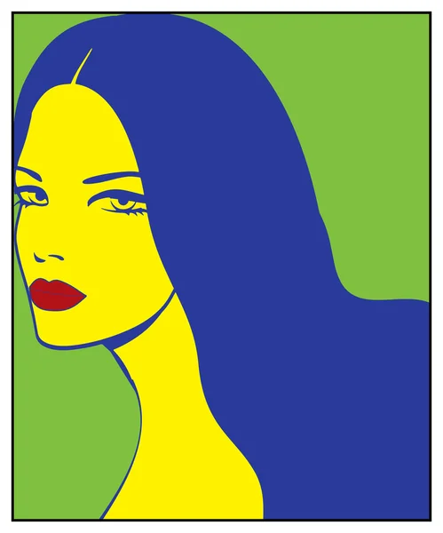 Pop art. Retrato de menina — Vetor de Stock