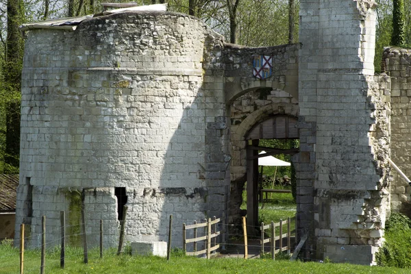 Ruiny z zamku z Eaucourt-sur-Somme, Francja. — Zdjęcie stockowe