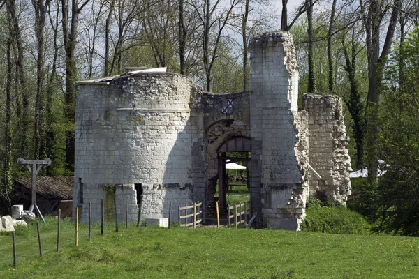 Ruiny z zamku z Eaucourt-sur-Somme, Francja. — Zdjęcie stockowe