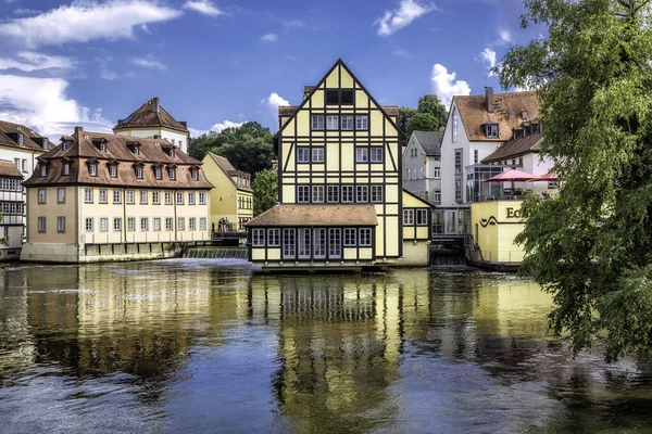 Bamberg Old Houses Banks River Regnitz Bavaria Germany — Zdjęcie stockowe