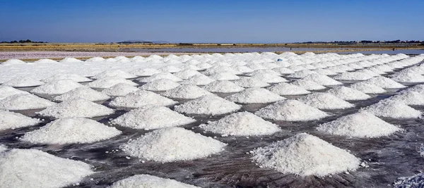 Salt Marshes Saline Dello Stagnone Salt Heaps Marsala Trapani Sicily — стоковое фото