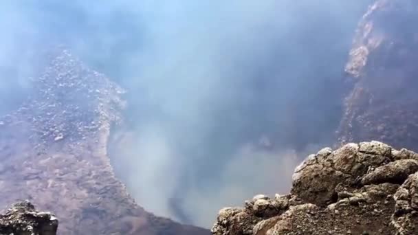 Masaya Volcano Nicaragua Hot Sulfurous Steam Coming Out Small Crater — Stock Video