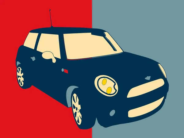Vector Carro Inglês Mini Pop Art — Vetor de Stock