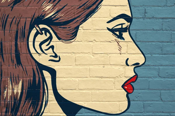 Sokak Sanatı Profildeki Kadın Yüzü — Stok fotoğraf