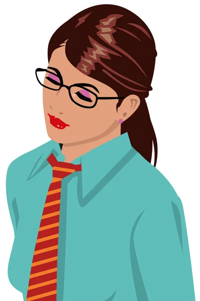 Vecteur Portrait Buste Montre Une Femme Brune Avec Des Lunettes — Image vectorielle