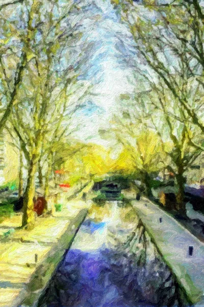 Impresionismo París Francia Canal Saint Martin Entre Quai Jemmapes Quai —  Fotos de Stock