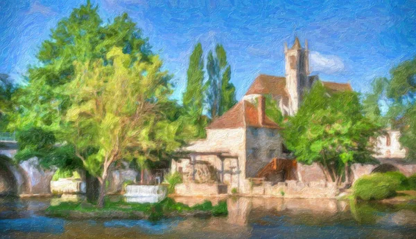 Impressionism Moret Sur Loing Orvanne River Loing France — Stock Photo, Image