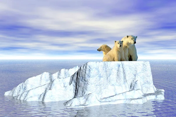 Globális Felmelegedés Medve Sodródik Jéghegyen — Stock Fotó