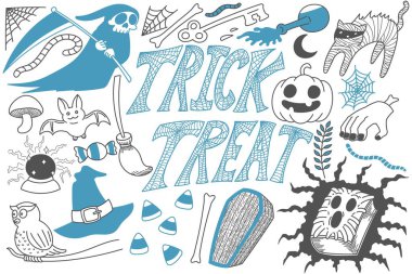 Cadılar Bayramı karalamaları sanat, metin, kelimeler, karikatür, çizgiler, şirin, komik, yazıcı.