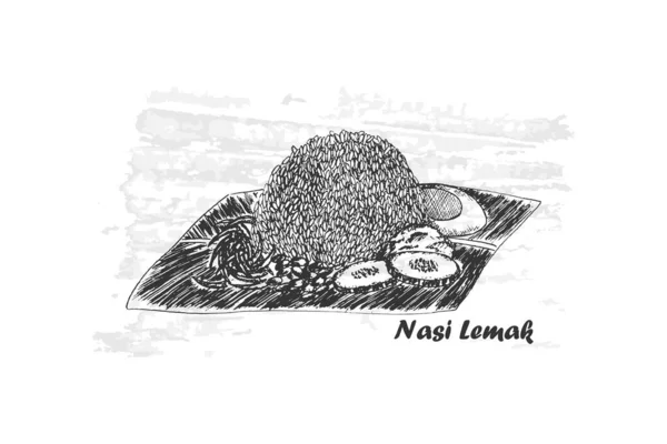 Nasi Lemak Signifie Petit Déjeuner Pour Les Malaisiens Très Savoureux — Image vectorielle