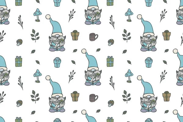 Cute Gnomes Seamless Pattern Wallpaper — Stockvektor