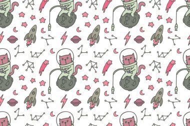 Sevimli kedi kusursuz desen biçimi