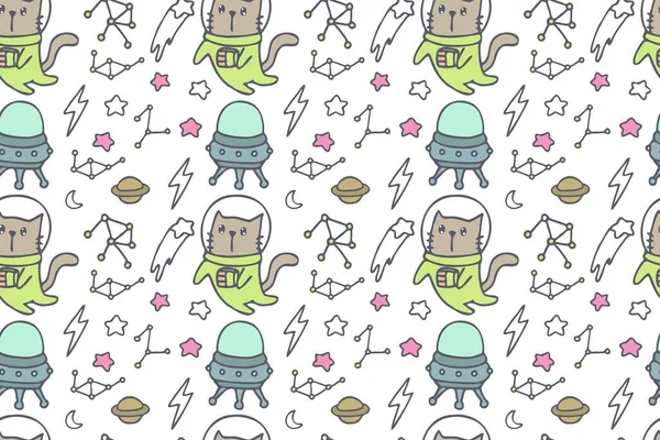 Cute Cat Seamless Pattern Style — Stock vektor