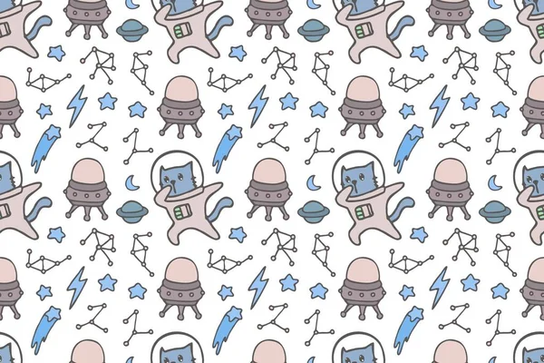 Cute Cat Seamless Pattern Style — Stock vektor