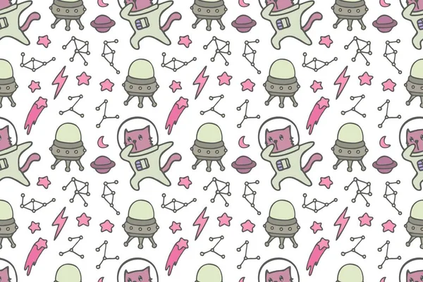 Cute Cat Seamless Pattern Style — Stock vektor