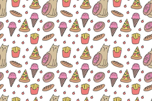 Cats Food Seamless Pattern — Vettoriale Stock