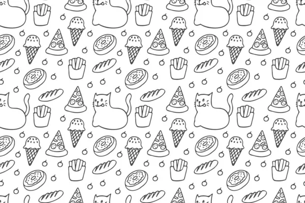 Кошки Продукты Питания Бесшовный Узор — стоковый вектор