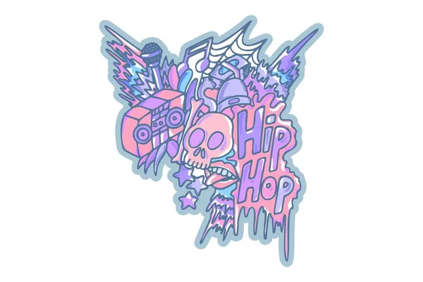 Hip Hop Sticker Doodle Art — Stock Vector