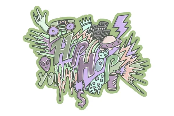 Hand Drawn Hip Hop Lifestyle Good Shirt Design Sticker Wall — Stock Vector
