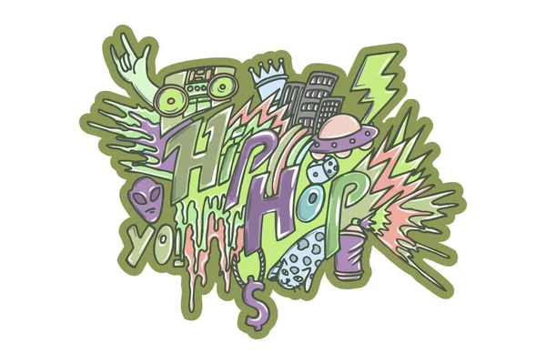 Hand Drawn Hip Hop Lifestyle Good Shirt Design Sticker Wall — Stock Vector