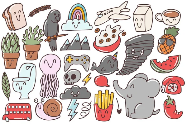 Conjunto Vários Doodles Art Desenho Mão Ilustração Shirt Design Arte —  Vetores de Stock