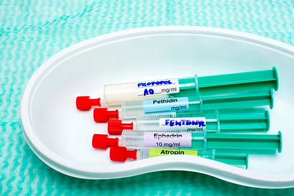Anaesthetic induction syringes — Stock Photo, Image