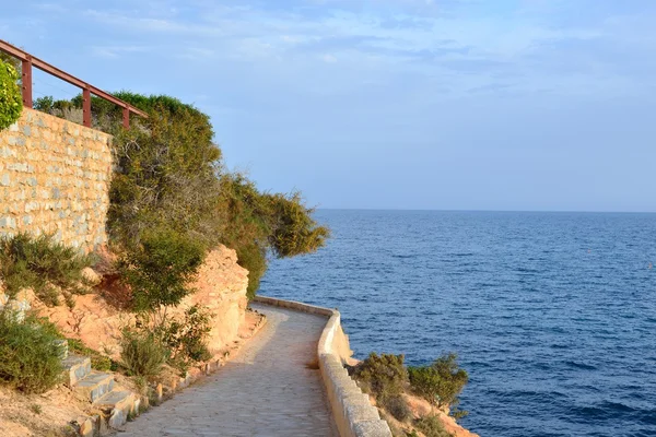 Paved coastal walkway on a summer evening — Stock Photo, Image