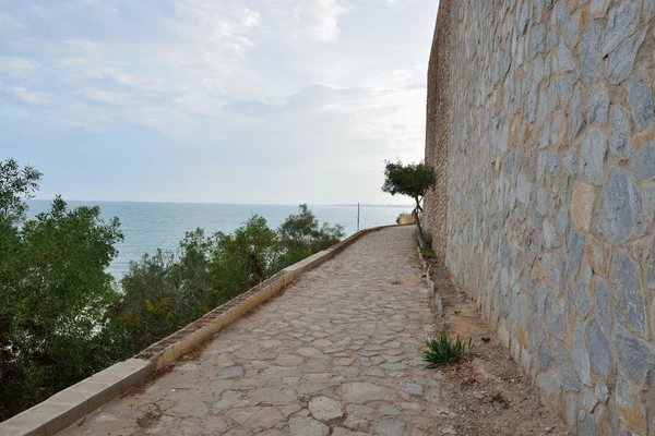 Paved coastal walkway on a summer evening — Stock Photo, Image