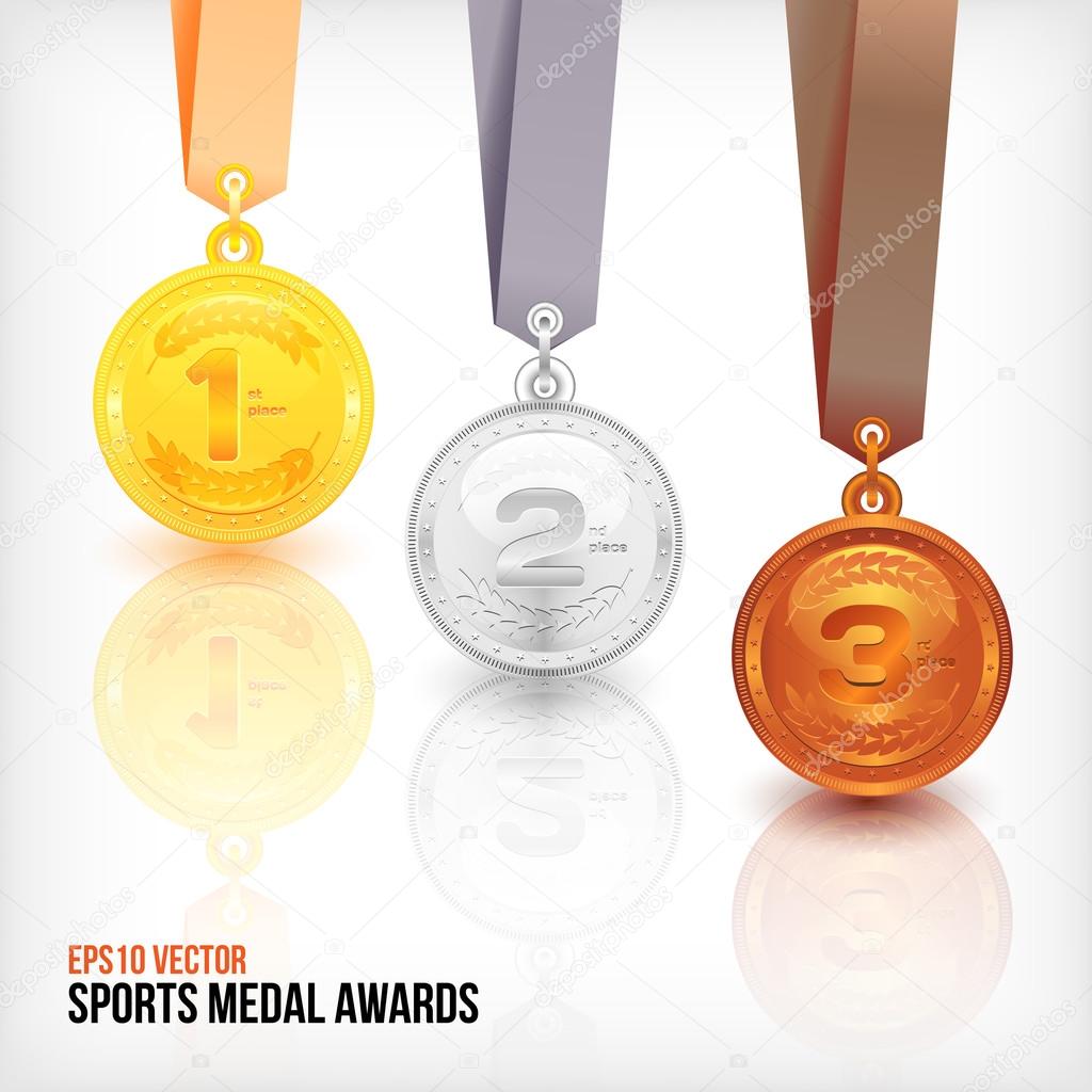 Sports Medal Awards. Vector Illustration.