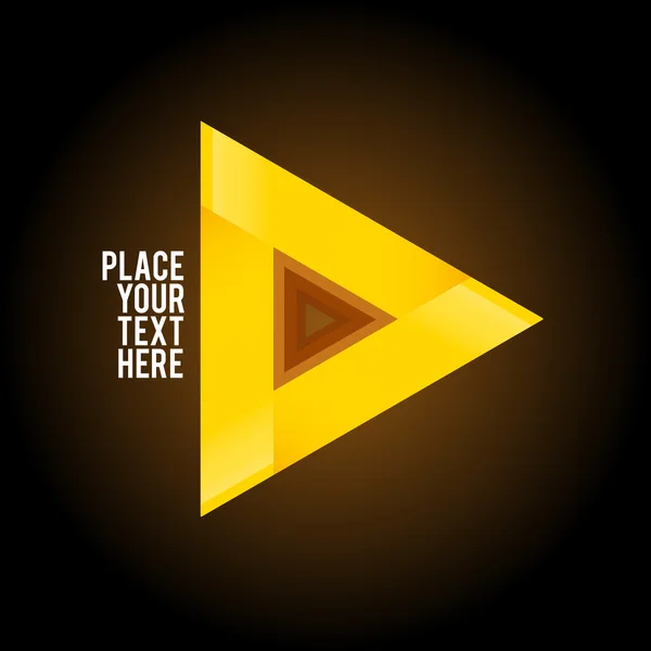 Gele driehoek vorm op donkere achtergrond — Stockvector