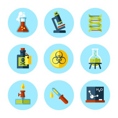 düz modern tarzda vektör kimya Icon set.