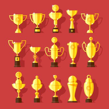 Vector Icons set altın spor ödül kupa.