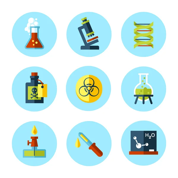 Vector chemistry icon set in modern flat style. — Stock Vector