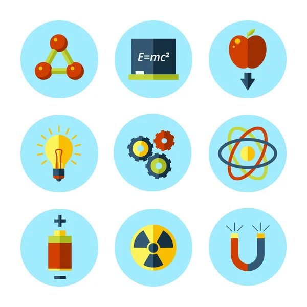 Vector physics icon set in modern flat style. — Stock Vector