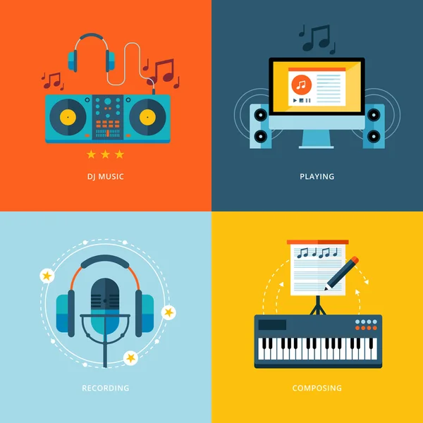 Set of flat design concept icons for music industry. — Stock Photo, Image