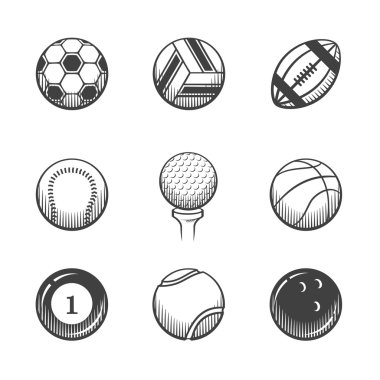 Spor topları simgeler koleksiyonu.