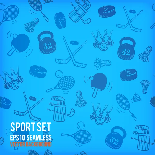 Sports seamless background. Sports equipment colored pattern. — ストック写真