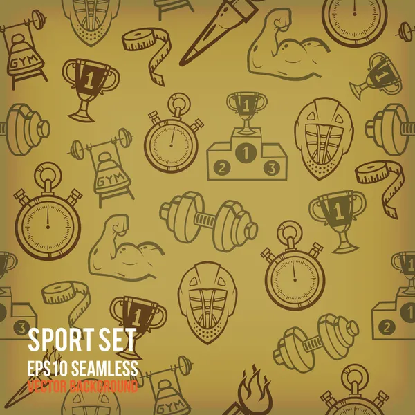 Sports seamless background. Sports equipment colored pattern. — ストック写真