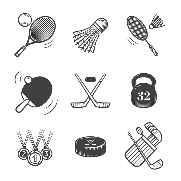 Collection of Sport equipment icons — 图库照片