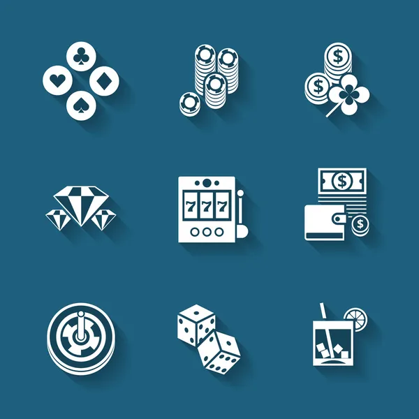 Set of black casino icons. — Stock Vector