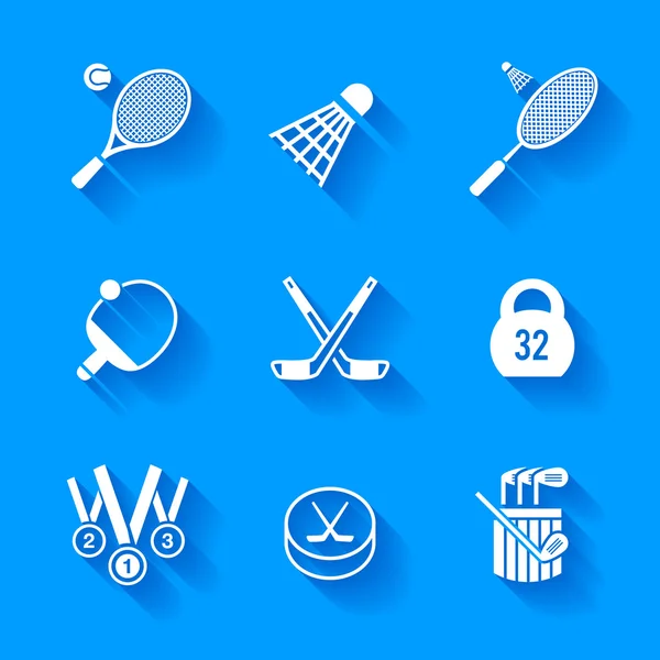 Set van witte sport pictogrammen. — Stockvector